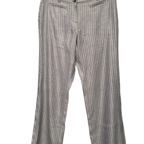 J.Jill Coastal Graphite Gray Mid-Rise Linen Blend Stretch Pinstripe Pants Sz‎ 10 - Picture 3 of 11
